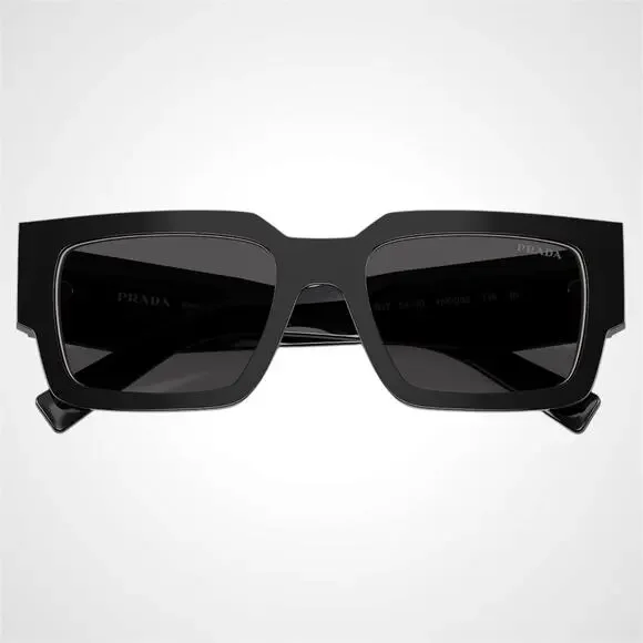 NEW PRADA Sunglasses Black & Talc Rectangle Square Mens 54mm Prada